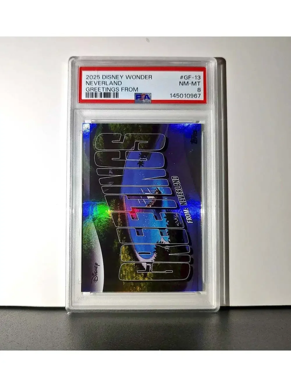 Neverland 2025 Topps Disney Wonder #GF-13 Greetings From Card Peter Pan PSA 8